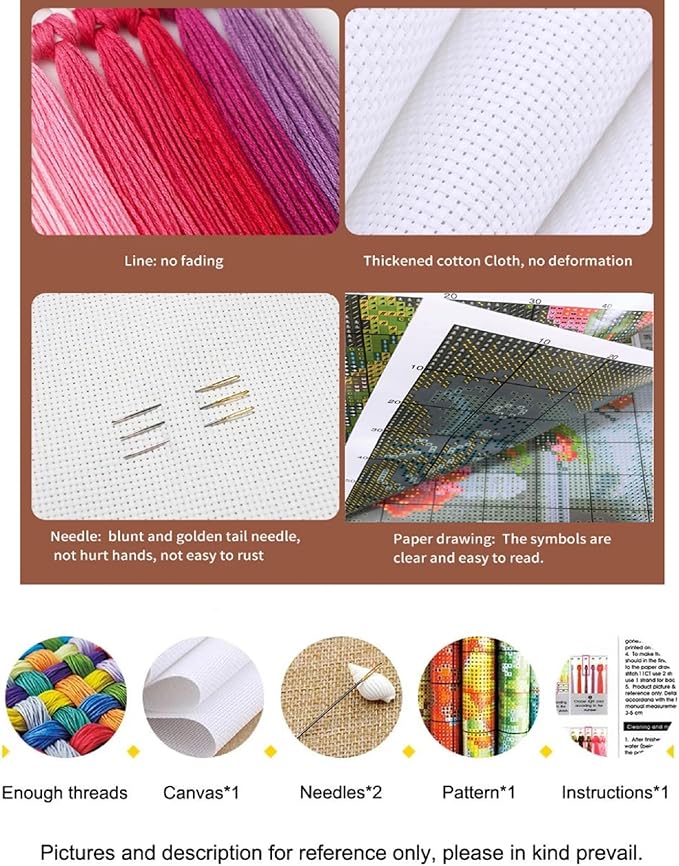 Findvoor Counted Cross Stitch Kits for Adults Full Range of Cross Stitching Embroidery Unprinted Pattern for Beginners, 11CT Needlepoint Kit Patterns Embroidery Kits-Jesus speaks scriptures 18x18 inch