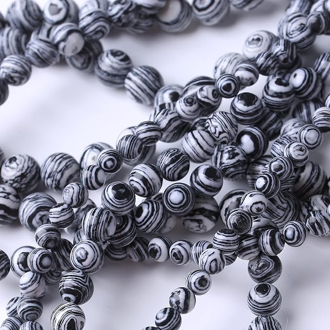 48PCS 8MM Black Malachite Beads Stone Beads Energy Healing Beads for DIY Jewelry Bracelet Necklace Making for Jewelry Making15Inch