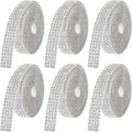 Rhinestone Ribbon Self Adhesive Crystal Rhinestone, 6-Yard Bedazzling Strips, 6-Rolls Rhinestones Strips for DIY Craft, Rhinestones Tape Self Adhesive, Transparent Crystal Color