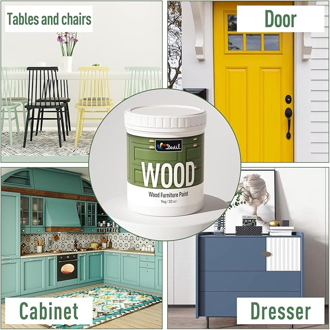 DWIL Matte Finish Furniture Paint - 64 Oz Wood Paint for Cabinets, Doors, Tables, and Dressers Refinishing - Water-Based, Non-Toxic & Odorless, Easy to Apply(Light Grey)-With Tools