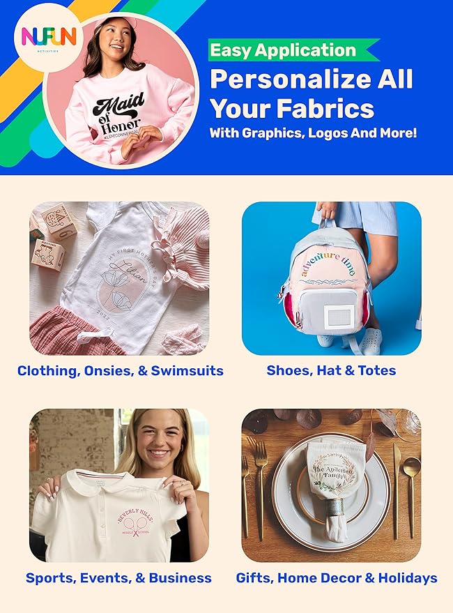 NuFun Activities Printable Iron-on Heat Transfer Paper for T Shirts, Light Fabrics, 500 Sheets 8.5 x 11 inch, Long Lasting, Durable, Professional Quality, Easy DIY, Non-Toxic, Made In the USA