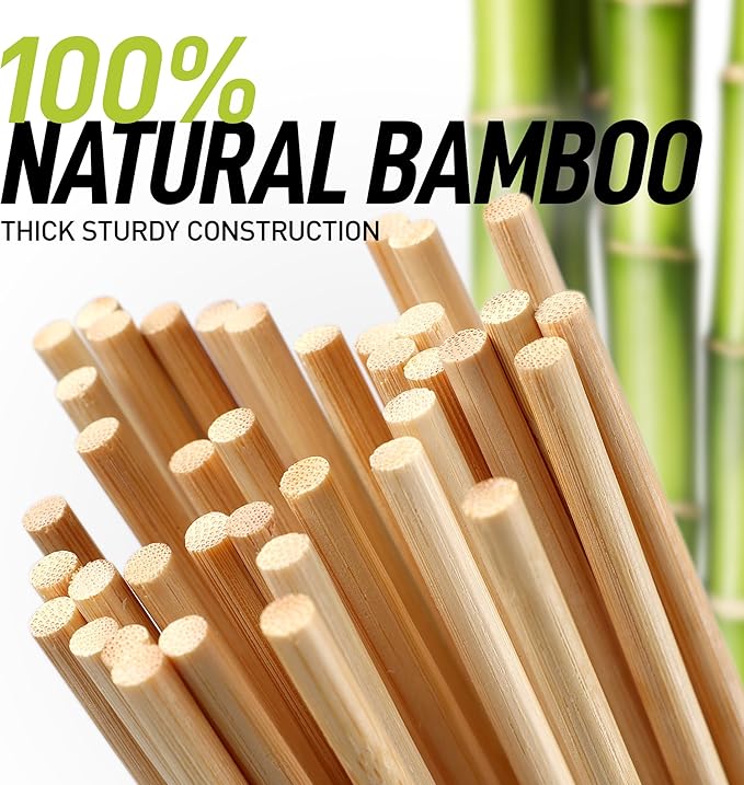 Zulay Kitchen Authentic Bamboo Marshmallow Smores Sticks - 40 Extra Long 17.5" Roasting Skewers - 5mm Heavy-Duty Bamboo - Thick Smore Sticks - Ideal for Grilling & Camping