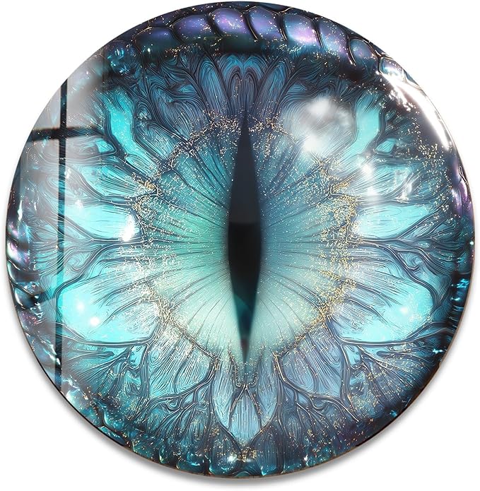 My Photostation.com 24''(60cm) Diameter Mystical Dragon Eye Round Glass Wall Art Tempered Glass Printing Wall Decor Large Wall Art Wall Hangings