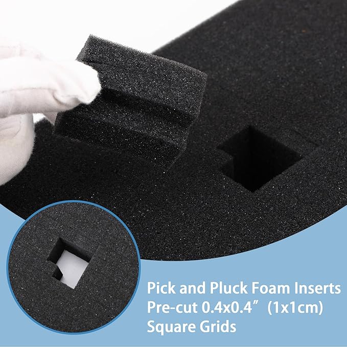 Coengwui Pick and Pluck Foam Inserts, Pre-Cubed Pick Apart Sheets for Crafts Toolbox Game Box Camera Cases Drawer Storage (2Pack 12 x 12 x 2" with 0.4" Bottom Padding)