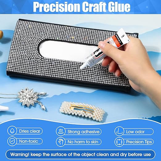 B-7000 Glue Clear for Rhinestone Crafts, Jewelry and Bead Adhesive B7000 Semi Fluid High Viscosity Glues for Clothes Shoes Fabric Cell Phones Screen Repair Metal Stone Nail Art Glass (4x15 ml/0.5 oz)
