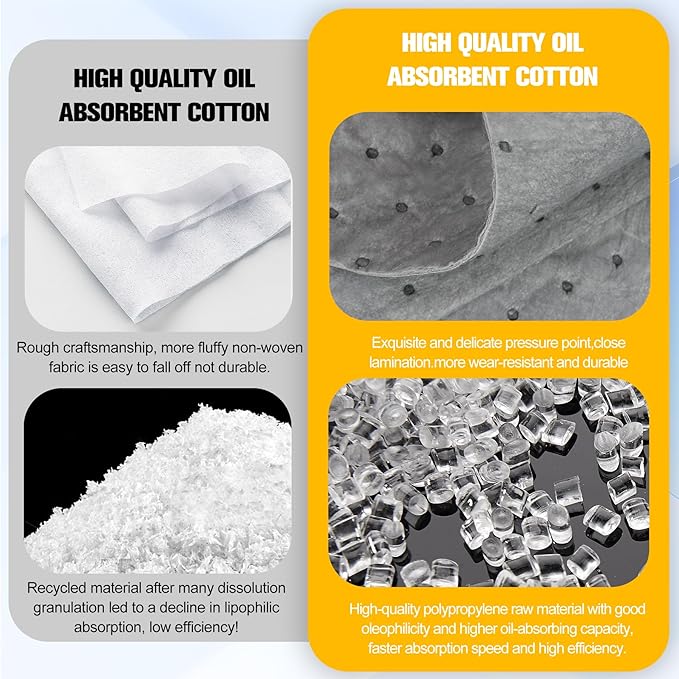 10PC Oil Absorbent Pads | 13"X10" Meltblown Polypropylene Mats, Hand-Tear Lines for Automotive & Workshop | Vacuum Eco-Packaging, Reusable Spill Control