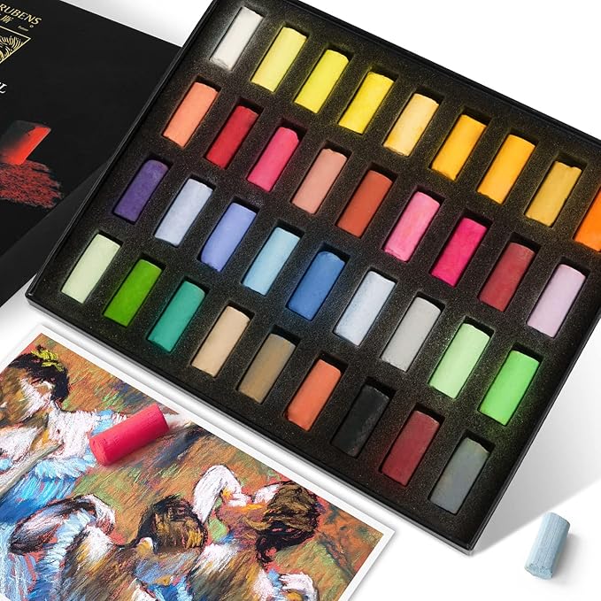 Paul Rubens Professional Soft Pastels, 36 Colors Chalk Pastels, Non Toxic Handmade Soft Chalk Pastels Set for Painting, Drawing, Blending, Crafting, Ideal Art Supplies for Artists, Beginners