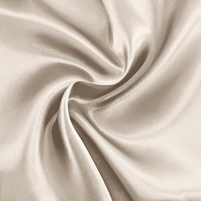 RUDONG M Beige Satin Fabric by The Yard, 3 Yard x 60 Inch Wide Silky Charmeuse Satin Fabric, Soft Satin Fabric for Wedding Decorations, Bridal Dress, Sewing, Accessories, DIY Crafts