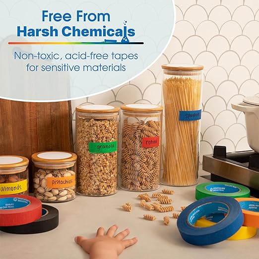 Spartan Industrial - 1" X 60 yd Red Masking Tape - 12 Colored Tape Rolls for Bundling, Labeling, and More - No Residue, 5.5 Mil