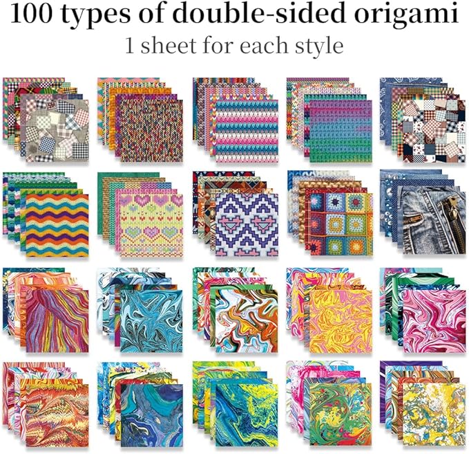 Origami Paper Kit Dobule Sided 100 Sheets 100 Colors 6 Inch Japanese Chiyo Square Easy Fold Arts Crafts DIY Handwork Origami Papers Beginner Cloth Rock Color