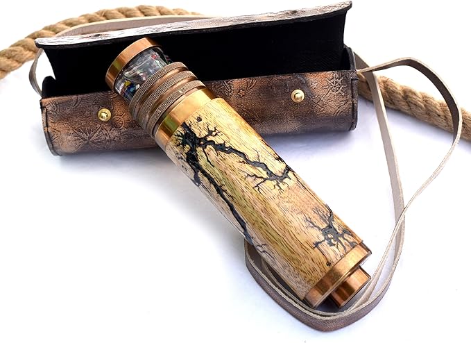 SARA NAUTICAL Brass Kaleidoscope Gift for Everyone- Educational Vintage Collection | Birthday, Handcrafted Giant Etched Brass Lacquered Kaleidoscope, Oil Object Chamber Classic Kaleidoscope