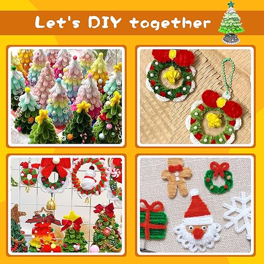 240 Pcs Pipe Cleaner Set, 4 Color Chenille Stems Craft Set for Art & Craft Projects