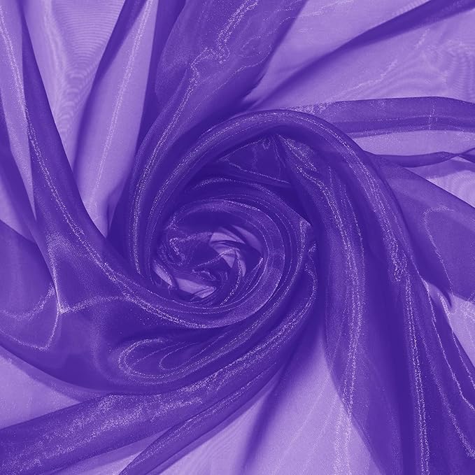 P Pothuiny Sheer Organza Fabric by The Yard, 1 Yard x 60 Inch Wide Bridal Purple Organza Tulle Fabric Roll Shiny Gauze Fashion Dress Sewing Craft for Wedding Party Decorations Backdrop