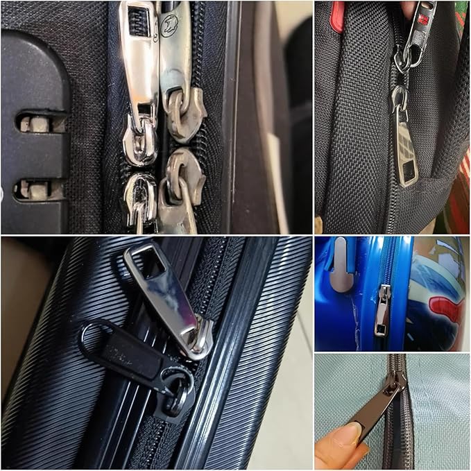 AKTIOIN Metal Zipper Repair Kit for Jackets, Luggage, Bags, Backpack, No Sewing Required Detachable Zip Heads Zipper Pull Replacement (Black, #8)