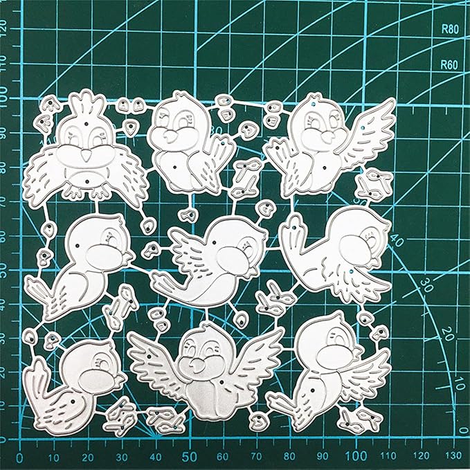 Cutting Dies Metal Stencils Scrapbooking Tools Flowers Lace Frame DIY Embossing Template for Paper Card Making Album Arts Crafts Supplies (9 Birds- 11x11cm)