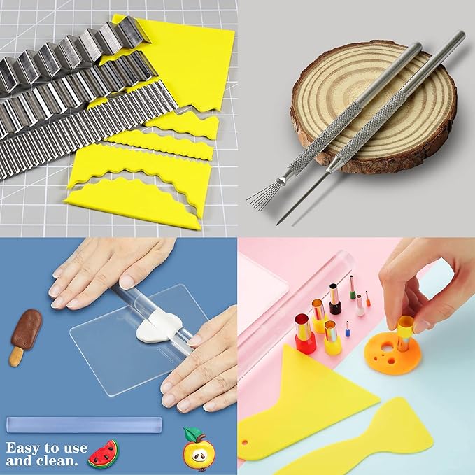 35 PCS Polymer Clay Cutters Set, Clay Roller, Clay Slicer Blade Clay Cutter Blade, Acrylic Sheet, Slicing Tools with Clay DIY Tool for Clay DIY, Sculpting Modelling