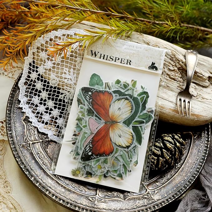 Vintage Vellum Stickers Floral Plants Elements Scrapbooking Supplies Flowers Botanic Natural Translucent Paper Self-Adhesive Junk-Journal Items (Tropical Plants)
