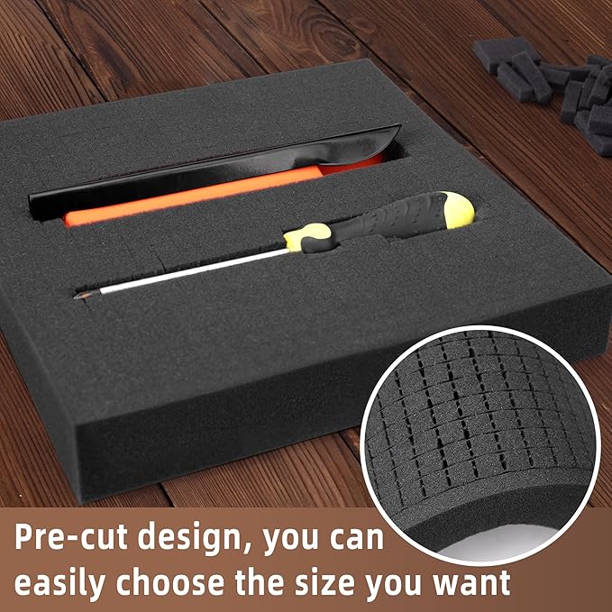 DECOHS 4 Pcs Pick and Pluck Foam- 16 x 12 x 2 Inch Pick Apart Foam Insert- Pluck Pre Cube Sheet Foams with Bottom Use for Board Game Box Cases Storage Drawer