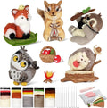MOREJMTT Needle Felting Kit, 5 PCS Animal Needle Felting Beginner Kits, Wool Felt Needle Felting Tools Foam Pad, Craft Party Supplies for Beginners Adult(Forest Animals)