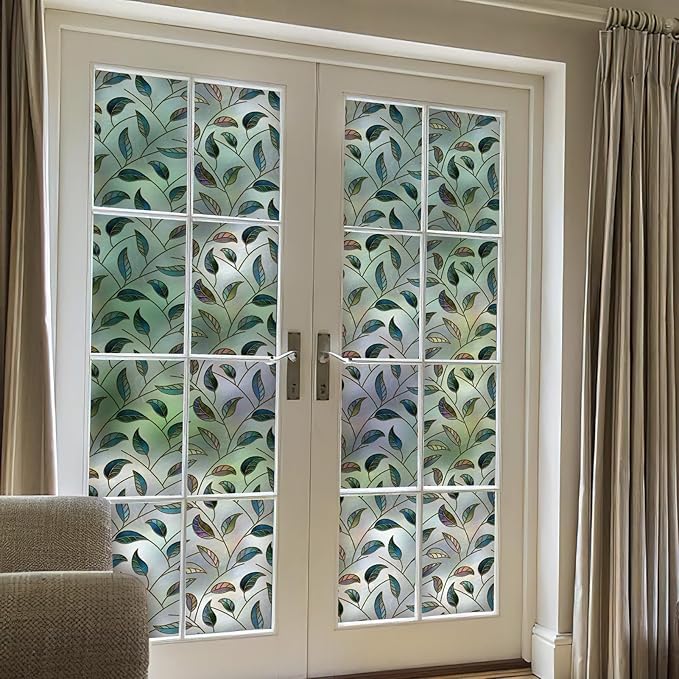 DKTIE Window Privacy Film Frosted Glass Static Cling UV Sun Blocking Heat Control Window Tint Day and Night Insulation Home Bathroom Door Decorative (S166, 23.6'' x 78.7'')