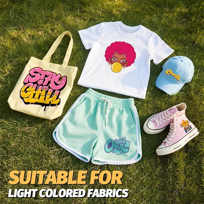Lovein Pinkie Iron on Heat Transfer Paper for T Shirts (10 Sheets, 8.5x11'', Light Plus) Printable Heat Transfer Vinyl for Laserjet & Inkjet Printer Iron on Transfers Paper for Light Fabric (PK-L3-10)