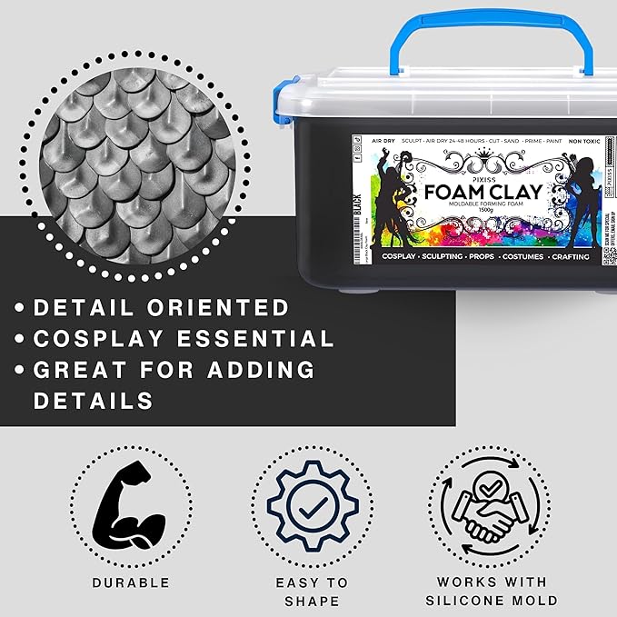 Pixiss Foam Clay (1500g, Black + White)