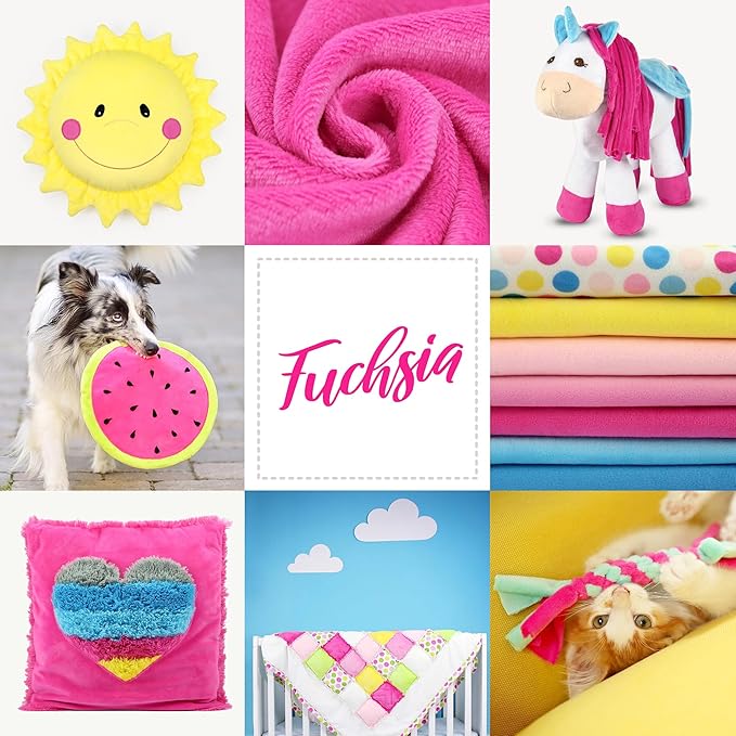 kullaloo Plush Fabric | Solid Fuchsia Minky Fabric for Sewing (Pack of 2) | Super Soft Cuddle Material | 39.5x29.5 | Plushies, Baby Blankets, Pillows, Dog Beds, Cat Beds, Baby Accessories, Apparel