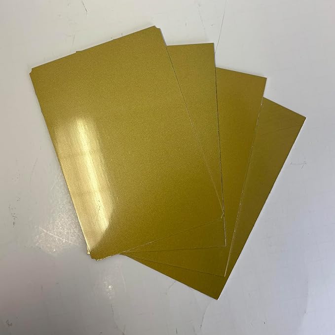 Blank Metal Plates for Laser Engraving - 4 Pack | Aluminum Sheets 0.020" Thick | CO2, Diode, Fiber Laser Compatible | Multiple Sizes & Colors (Gold (engraves black), 1.5x3 inch)