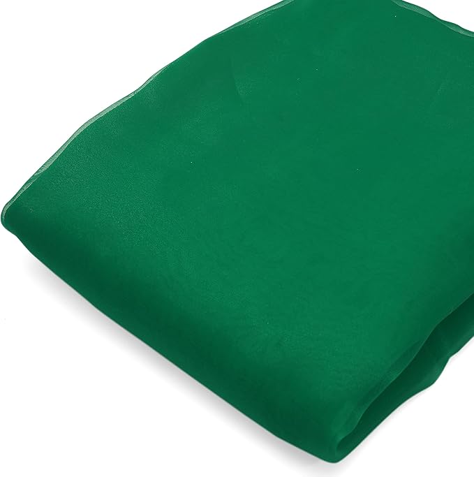Organza Fabric 5 Yard Bridal Solid Sheer Organza Fabric Bolt for Wedding Dress, Fashion, Crafts, Decorations Silky Shiny Organza 44" - (5 Yard, Green)