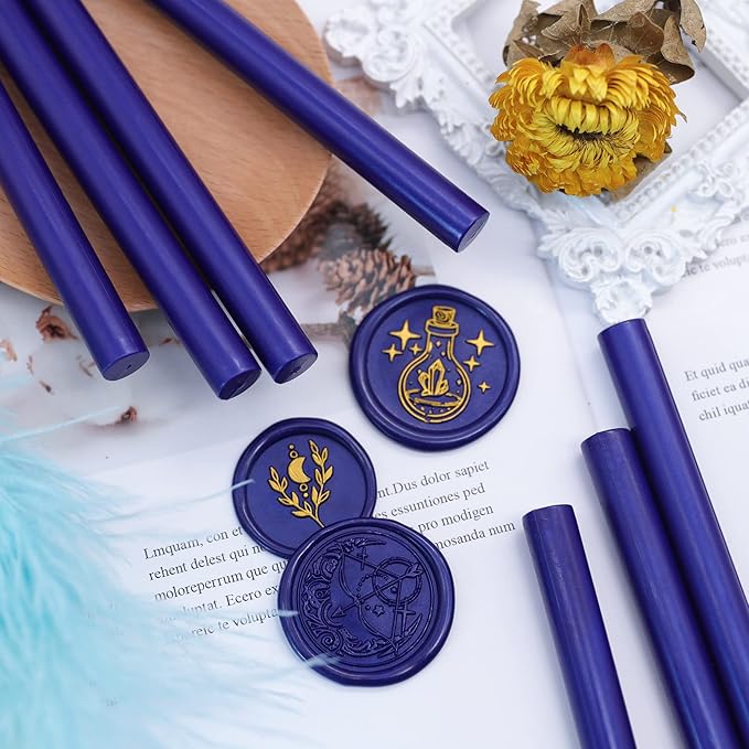 SWANGSA 20 Pieces Glue Gun Sealing Wax Sticks Starry Blue for Wax Seal Stamp, Great for Wedding Invitations, Cards, Envelopes, Wine Packages, Gift Wrapping (Starry Blue)