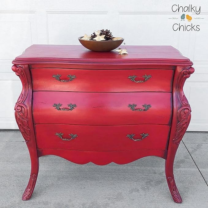 Chalky Chicks All-in-One Chalk Paint for Furniture or Cabinet - 32 Fl Oz - Matte Finish Firecracker (Red) for Metal, Wood Furniture Paint - No Sanding All-in-One for Home Decor & Crafts, USA Made