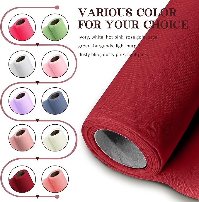 Horbaunal Burgundy Chiffon Fabric by The Yard, 1 Yard Continuous Sheer Fabric 59" Wide Soft Draping Fabric for Wedding Arch Draping Party Backdrop DIY Sewing