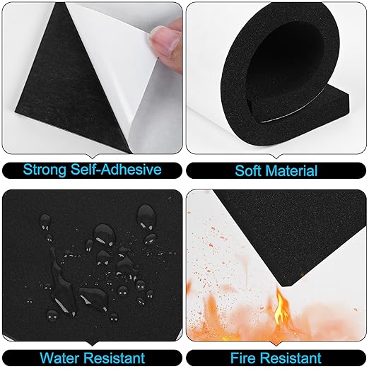 ToLanbbt 4 PCS Adhesive Foam Padding Sheets Closed Cell Neoprene Foam Sheet 3/4" Thick, 6" x 6" Self Stick Insulation Anti Vibration Pads Anti-Slip for Furniture, Cars, Speakers, DIY
