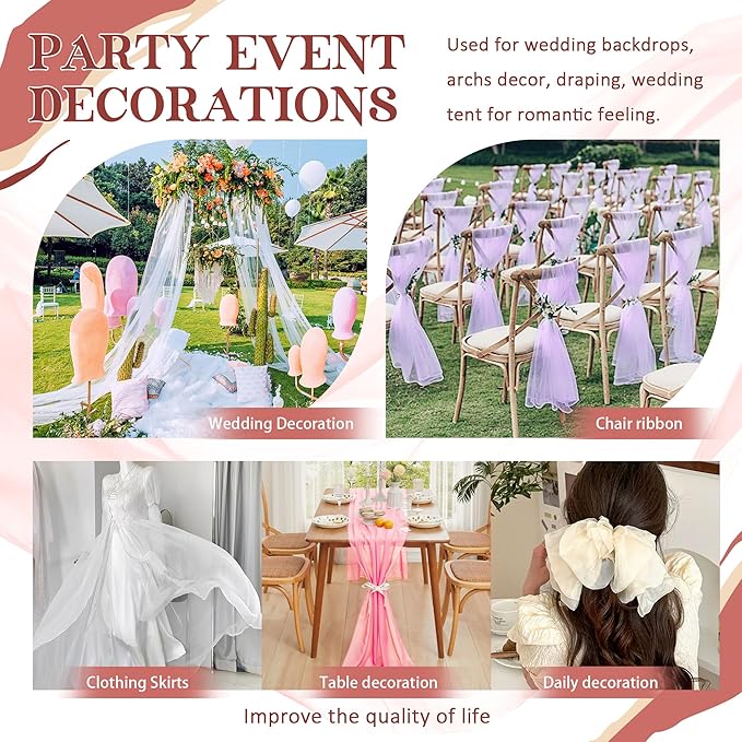 Horbaunal Rose Gold Chiffon Fabric by The Yard, 1 Yard Continuous Sheer Fabric 59" Wide Soft Draping Fabric for Wedding Arch Draping Party Backdrop DIY Sewing