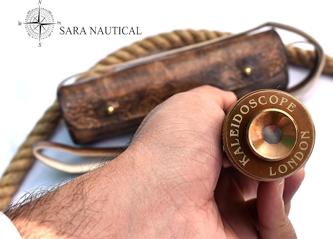 SARA NAUTICAL Brass Kaleidoscope Gift for Everyone- Educational Vintage Collection | Birthday, Handcrafted Giant Etched Brass Lacquered Kaleidoscope, Oil Object Chamber Classic Kaleidoscope