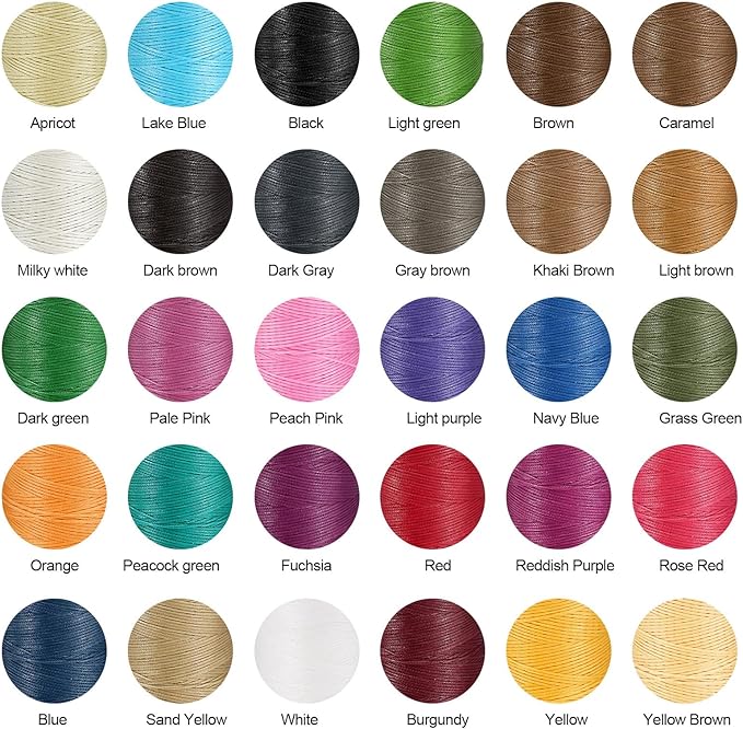 uxcell Flat Leather Sewing Waxed Thread, 140m / 153 Yards Polyester Wax String, 300D Wax Stitching Cord for Leather Crafts, Bookbinding, Bracelets Braided, Apricot