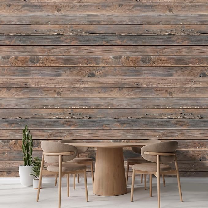 wall26 Wall Sticker/Wall Mural Horizontal Brown Vintage and Retro Wood Textured, Not Peel and Stick, Non-Woven Wallpaper Decorative for Bedroom, Living Room,Office - 132x120 inches
