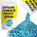 Hemway Polyurethane & Epoxy Resin Glitter 100g / 3.5oz Metallic Crystal Flake Additive for Flooring Jewelry Tumblers Glass Pigment - Extra Chunky (1/24" 0.040" 1mm) - Ocean Blue Holographic