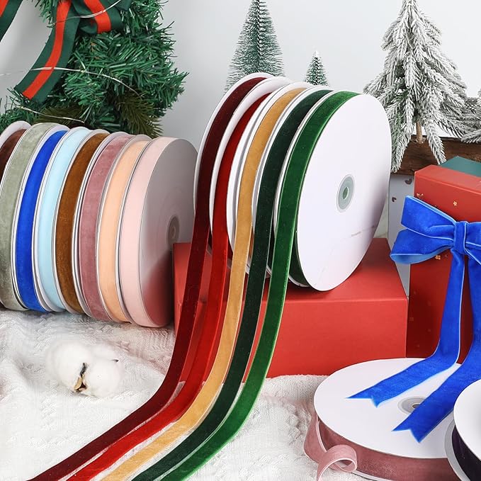 Brown Velvet Ribbon,2" W x 20Yd Single Face,Great for Gift Wrapping,Hair Bows,Handmade Craft and Christmas,Wedding Decoration (2" Brown)