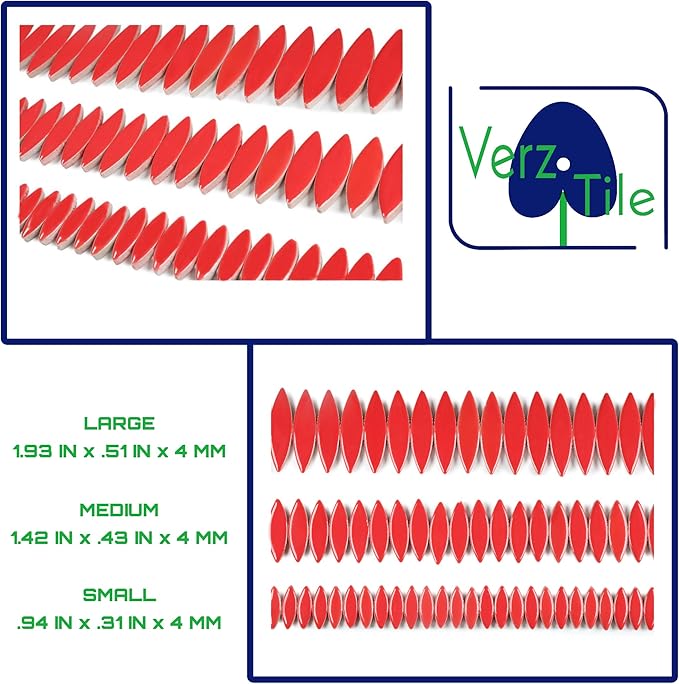 VerzTile Mosaic Tiles for Crafts - Petal Shaped Ceramic Tile Craft Hobbies & Art Projects 39 Color Options Endless Creativity DIY Design (Red)