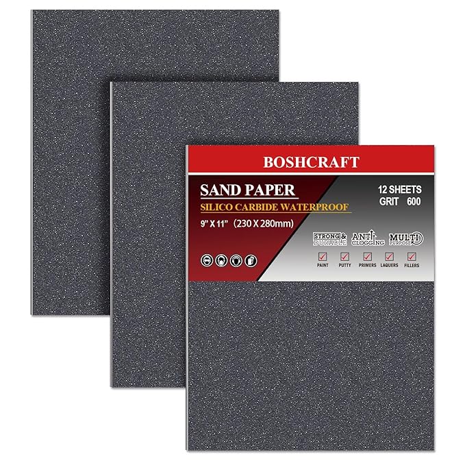 600 Grit Sandpaper, Wet Dry Sandpaper for Wood Metal Hand Sander Sand Paper Sandpaper Sheets Sandpaper Set Cut for Use 9"" x 11""/12 Sheets