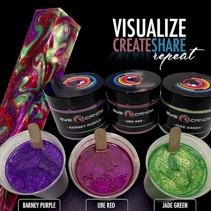Eye Candy Pigments Premium Purple Mica Powder - Barney Purple (25gr) - for Epoxy, Resin, Soap, Paint, Woodworking, Acrylic Pouring, Bath Bombs, Fishing Lures - DIY Arts and Crafts Additive