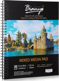 Bianyo Mixed Media Paper Sketchbook, 11" X 14", 60 Sheets/Each, 123 LBS/200 GSM, Spiral-Bound Pad, Perforated, Ideal for Wet & Dry Media Like Marker, Watercolor, Acrylic, Pastel, Pencil