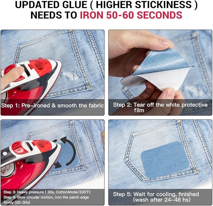 HTVRONT Iron on Patches for Clothes, 20PCS Iron on Patches for Jeans 3" by 4-1/4", 4 Shades of Cotton Denim Clothing Repair and Decoration Kit for DIY Repair, Crafting, Embellishment