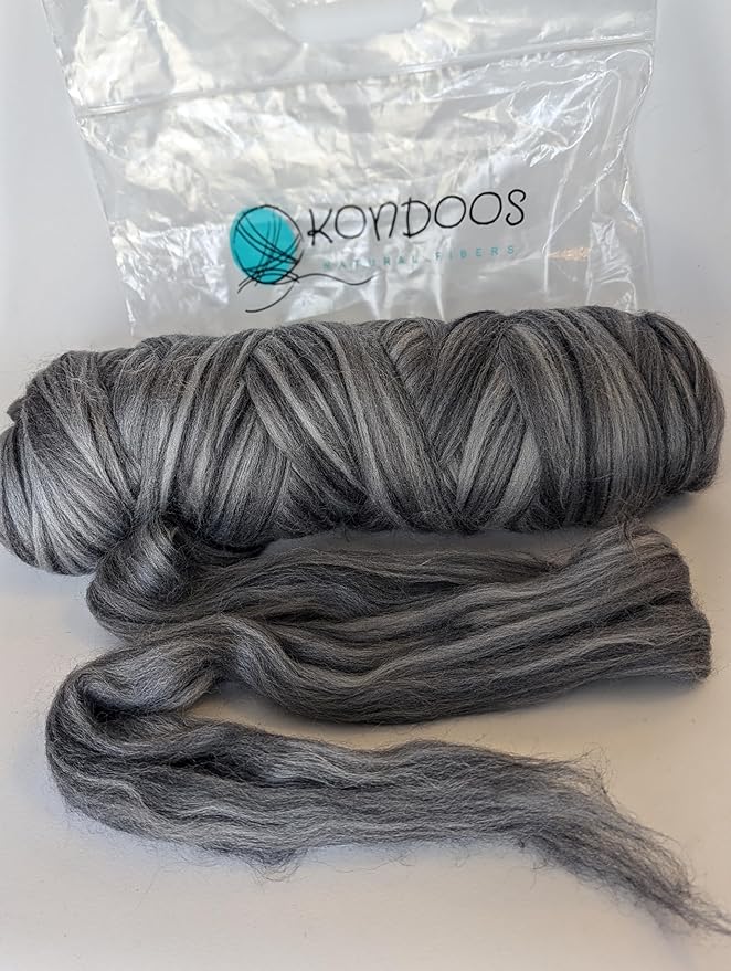 Multi Colored Natural Wool roving 1 lb. Best Wool for Needle Felting, Wet Felting, handcrafts and Spinning. (Midnight black1lb)