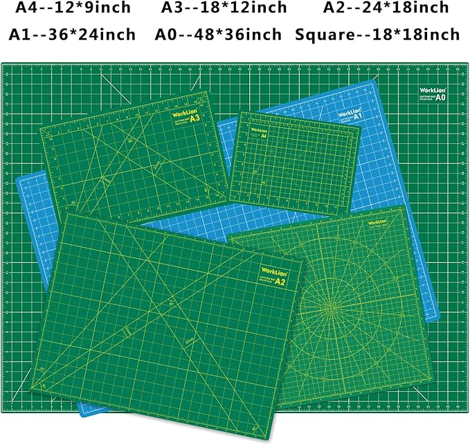 WORKLION 18'' x 24'' Large Self Healing PVC Cutting Mat, Double Sided, Gridded Rotary Cutting Board for Craft, Fabric, Quilting, Sewing, Scrapbooking - Art Project…