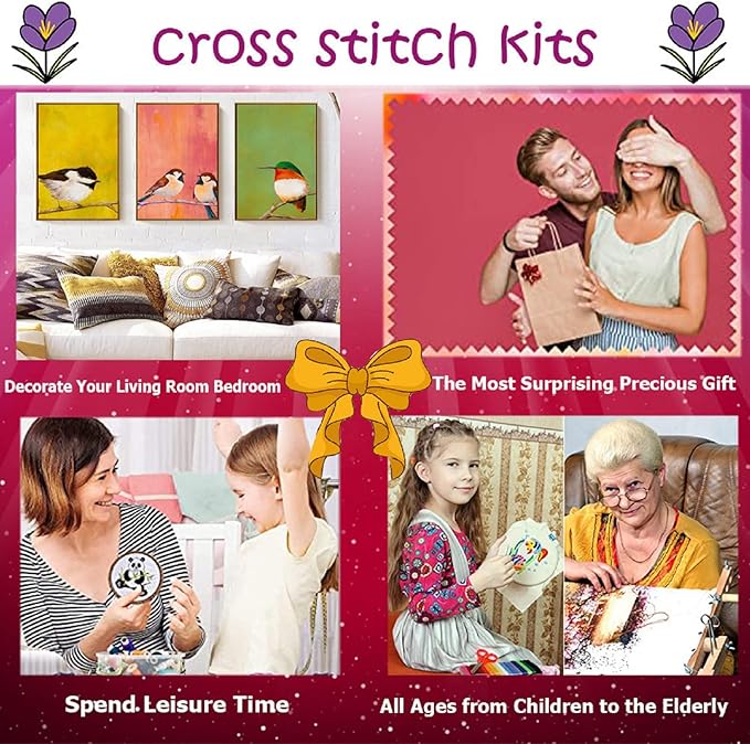 Dimxvean Stamped Cross Stitch Kits,Cross Stitch Kits for Adults Beginners,Embroidery Kits Full Range of Cross Stitch Stamped Kits Needlepoint Kits Cross Stitch Patterns-Colorful Owl 18x18 inch