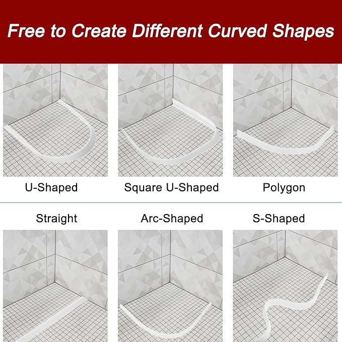 uxcell Flexible Molding Trim, 79 Inch Flexible Quarter Round Molding Silicone Peel and Stick Trim Self Adhesive Shower Water Barrier for Corner Decor Bathroom Kitchen, White