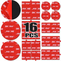 16 Pack 3M VHB 5952 Foam Tape, Double-Sided Heavy Duty Mounting Tape – 1 Inch & 2 Inch, Square, Rectangle & Round Shapes, Waterproof & Heat Resistant, for Car, Home Decor & Outdoor Use