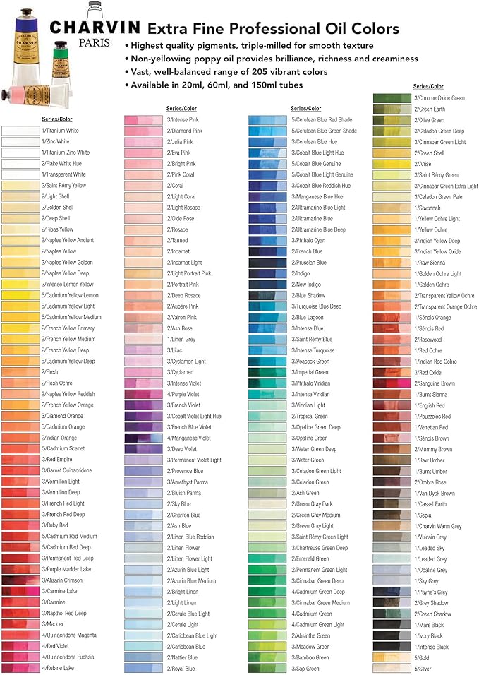 Charvin Extra Fine Oil Paint, Green Earth 60 mL - Triple-Milled, Rich Texture, Poppy Oil-Based, Light-Fast, Handmade, Archival Quality